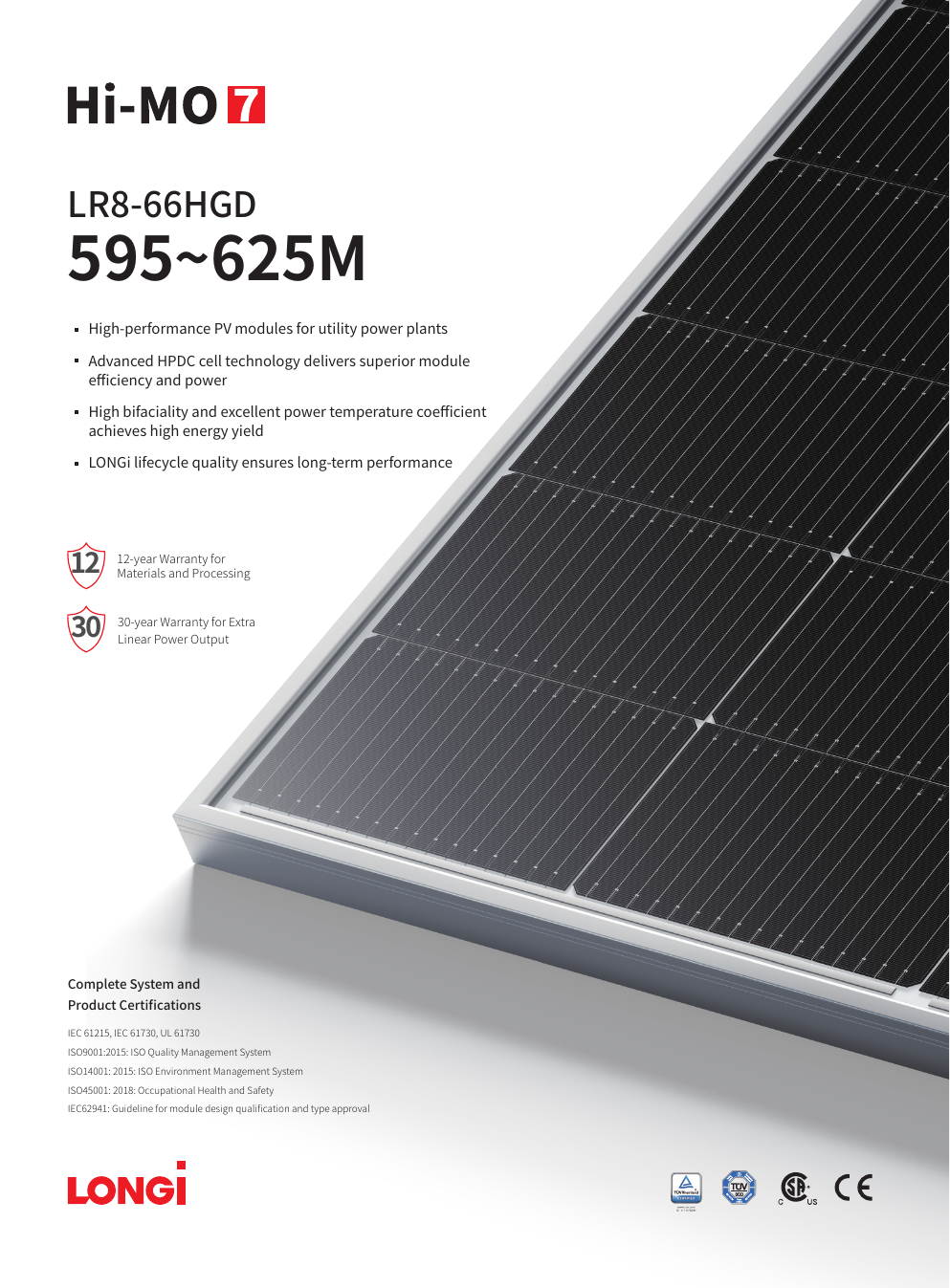 Fiche technique LONGi Hi-MO 7 LR8-66HGD 620 W bifacial - présentation et garanties